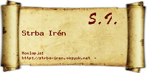 Strba Irén névjegykártya